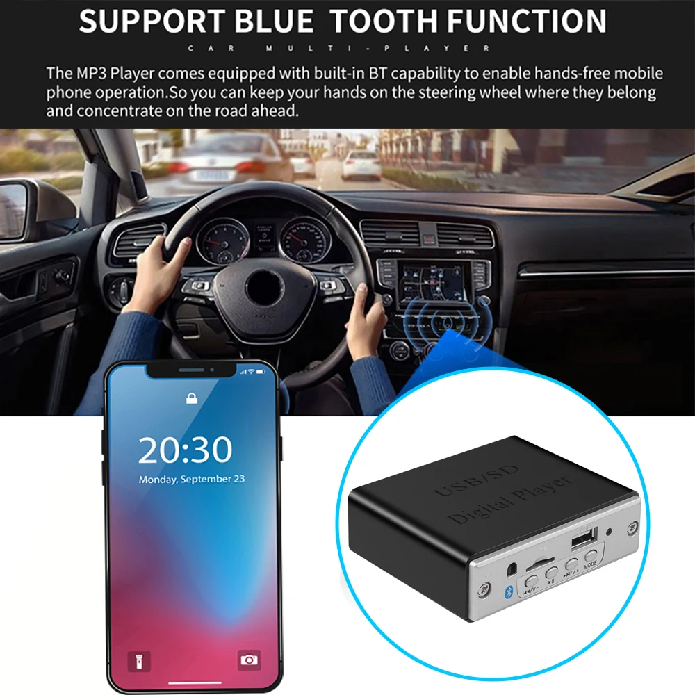 DC 12V Bluetooth Audio Decoder Board Wireless MP3 WMA Music Player Car FM Radio Module Support USB TF FM Audio Remote Control