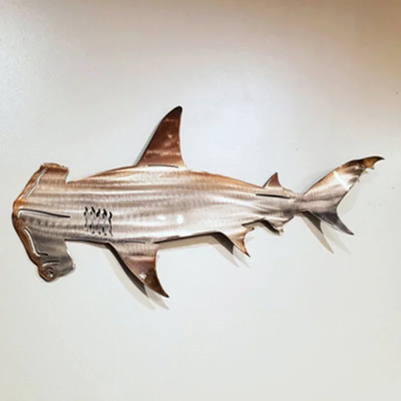 Shark Metal Wall Art Decor Shark Metal Outdoor Hanging Ornament Home Nautical Decor Ocean Art Fish Patio Decoration Pendant