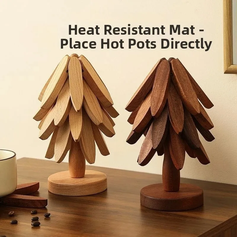 Tree Design Stand Wooden Trivets Decorative Anti Scald Heat Resistant Table Mat Coaster Wood Placemats Pot