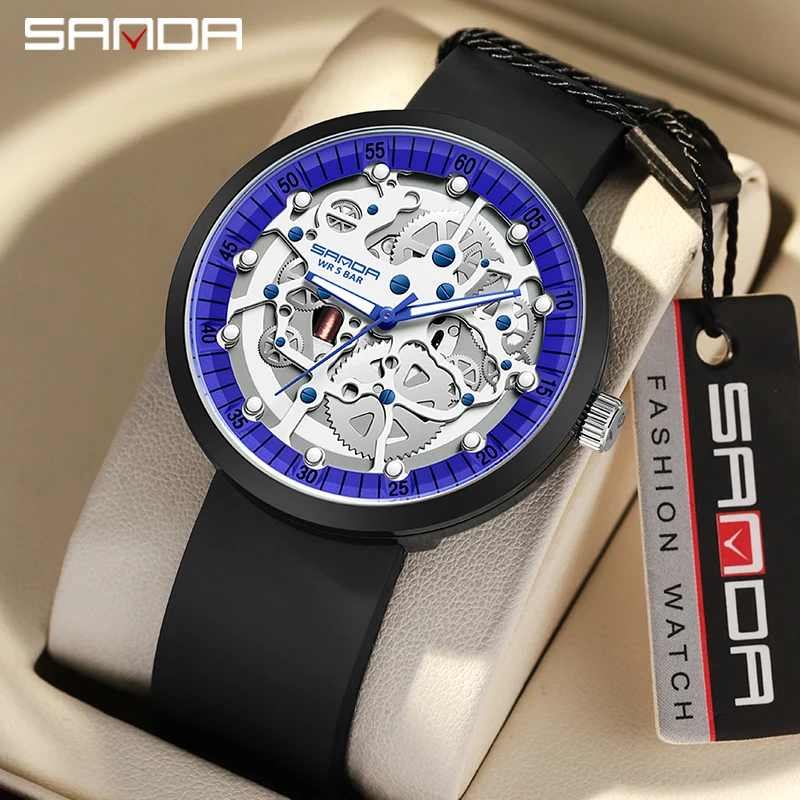 

Sanda 3215 New Fashion Trend Electronic Watch Silicone Cool Hollow Detachable Watch Waterproof Men's and Women's Watch