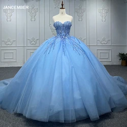 Blue Evening Ball Gown เลื่อม Tulle Quinceanera 2022 Sweetheart Beading DY9917 Vestidos De Quinceañera