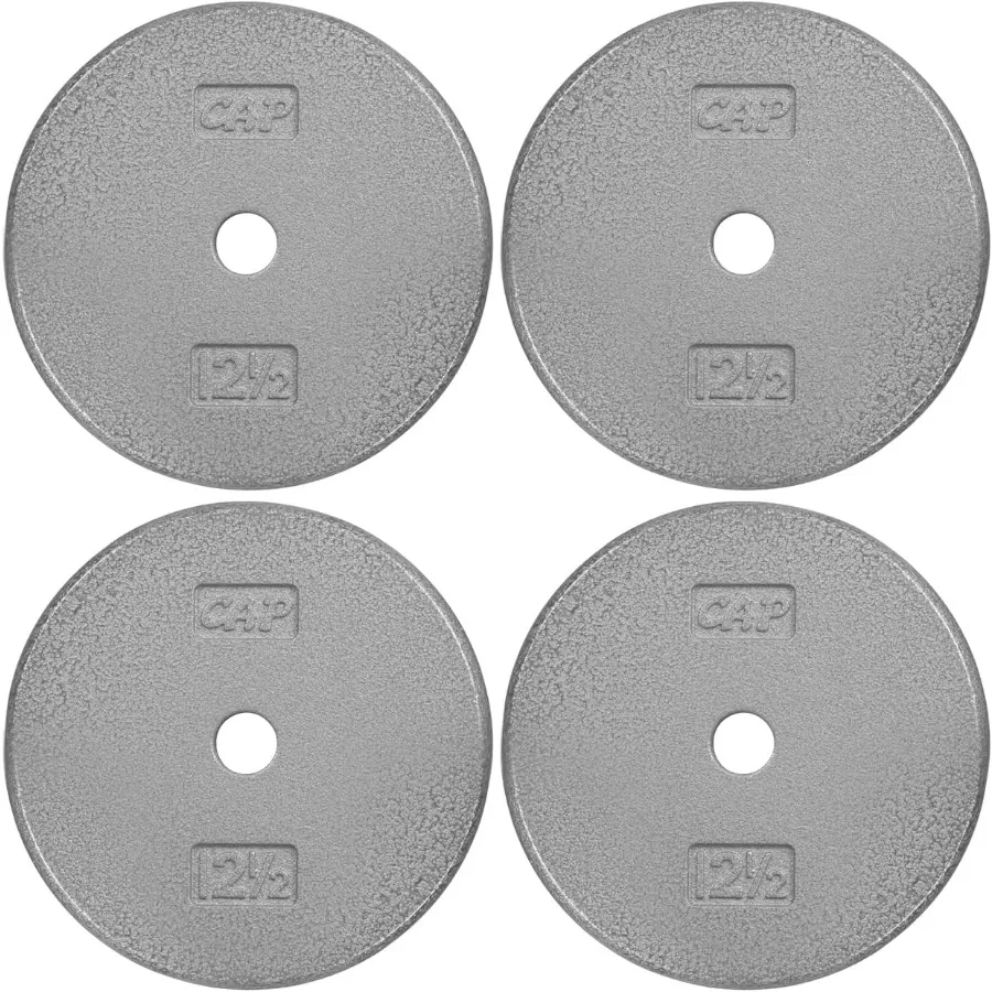 لوحات وزن من الحديد الزهر الصلب القياسية باللون الرمادي بفتحة مركزية مقاس 1 بوصة لمقابض دمبل الحديد القياسية متوفرة بحجم 1.25/2.5 #1