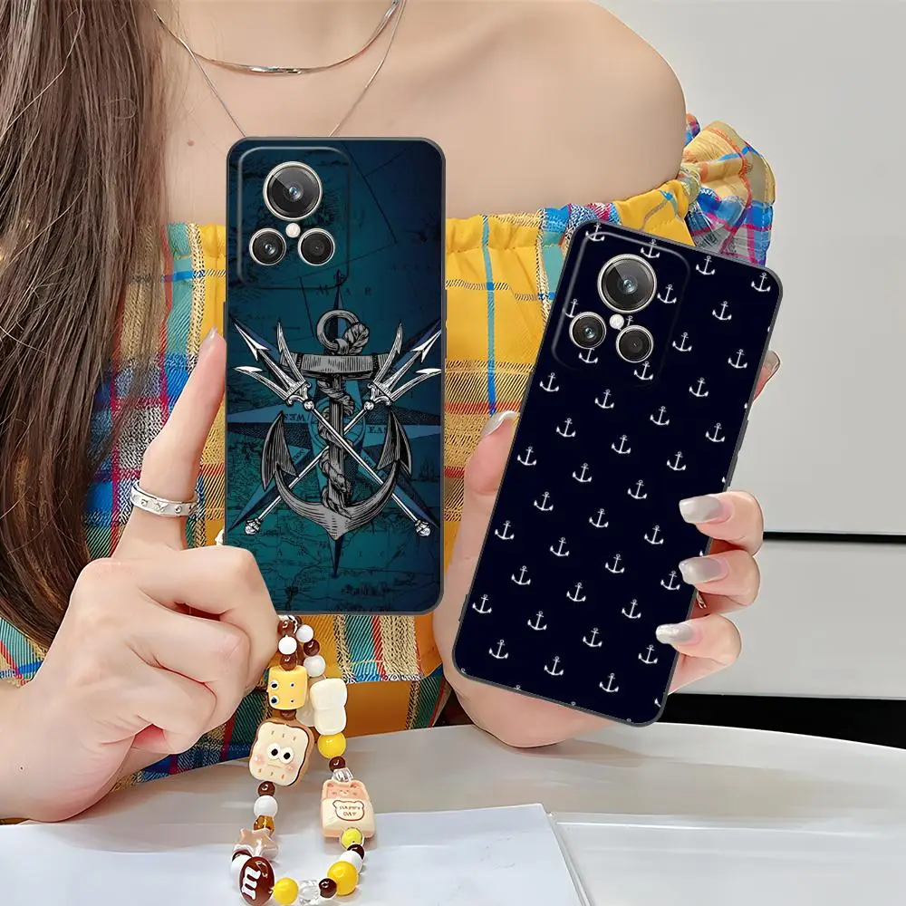 Bonita funda de teléfono Navy Ancora para Realme GT 8 Neo Pro C75 73 71 C67 65 C55 53 C35 31 C20 15, funda suave de TPU a prueba de golpes