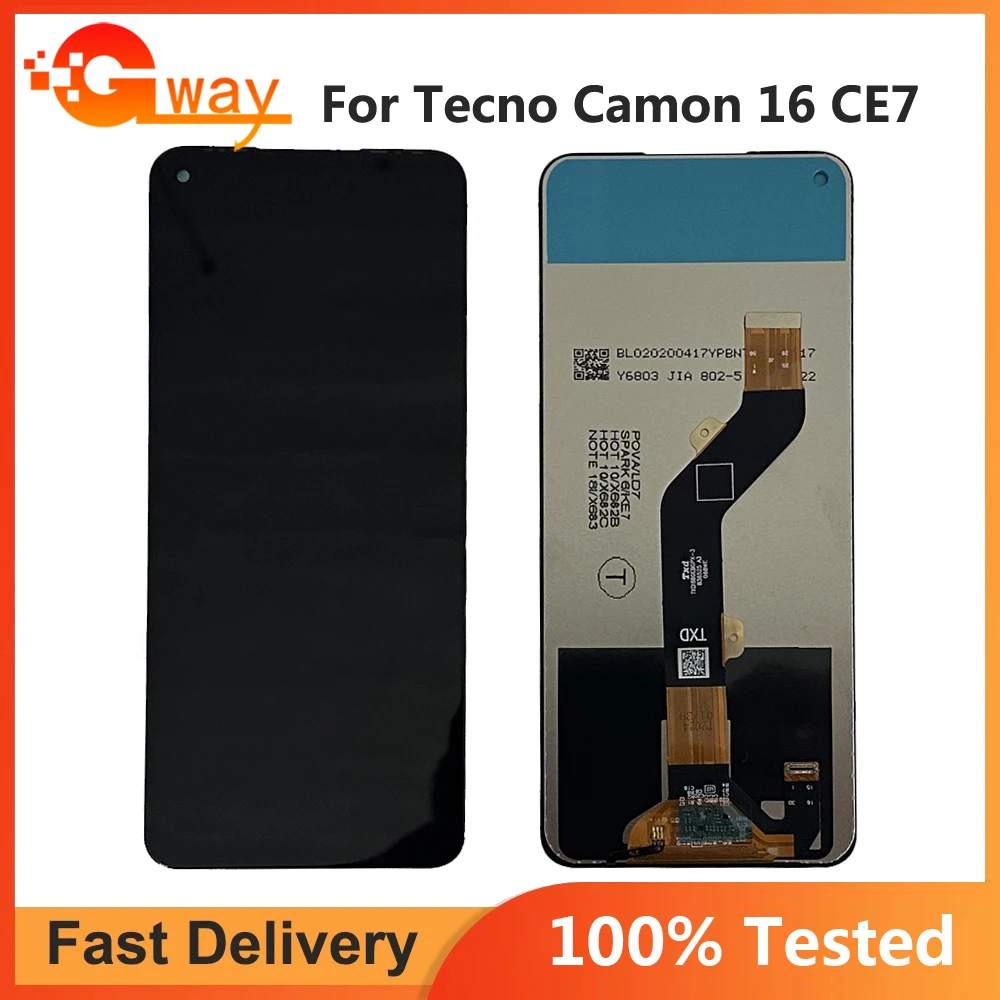 

100% Tested LCD For Tecno Camon 16 CE7 CE7j CE9h Display Touch Screen Digitizer Panel Assembly Camon16 CE7 LCD SCREEN Sensor