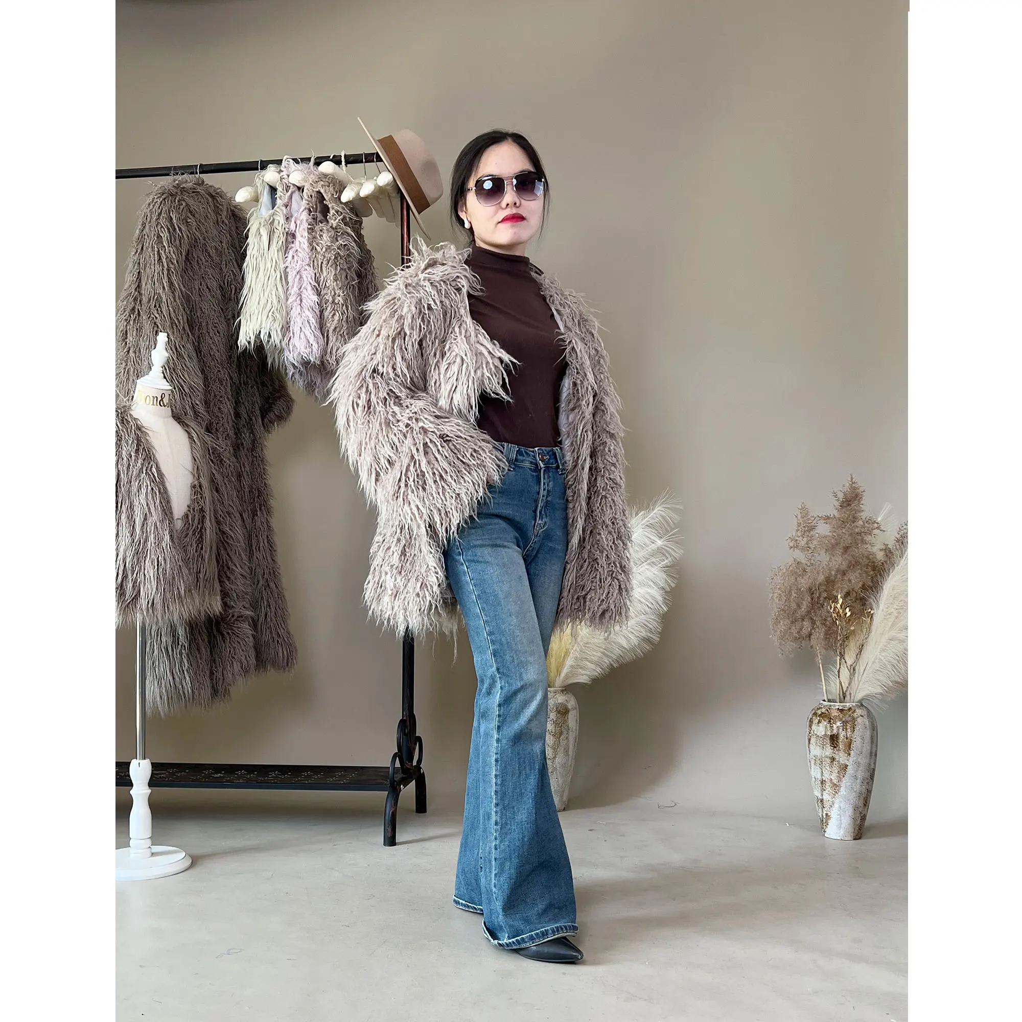 

Don&Judy Fur Coats Women Top Maternity Photography Faux Fur Coat Elegant Thick Warm Jackets Oversized Fluffy Full Sleeve Autumn