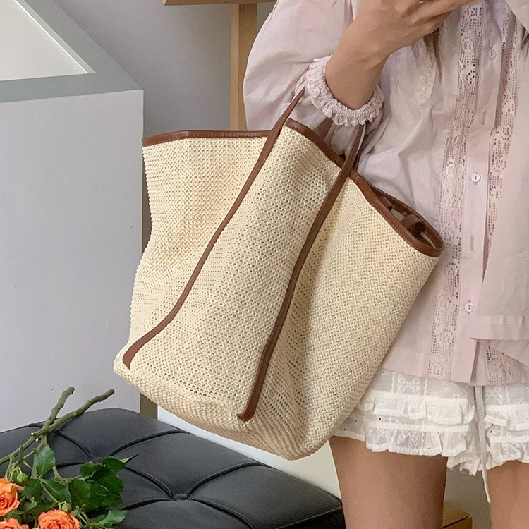 

Straw women Handbags Large capacity Summer Casual big Totes Vacation Beach bag Commuting Woven straw Female Shoulder Bag bolsas