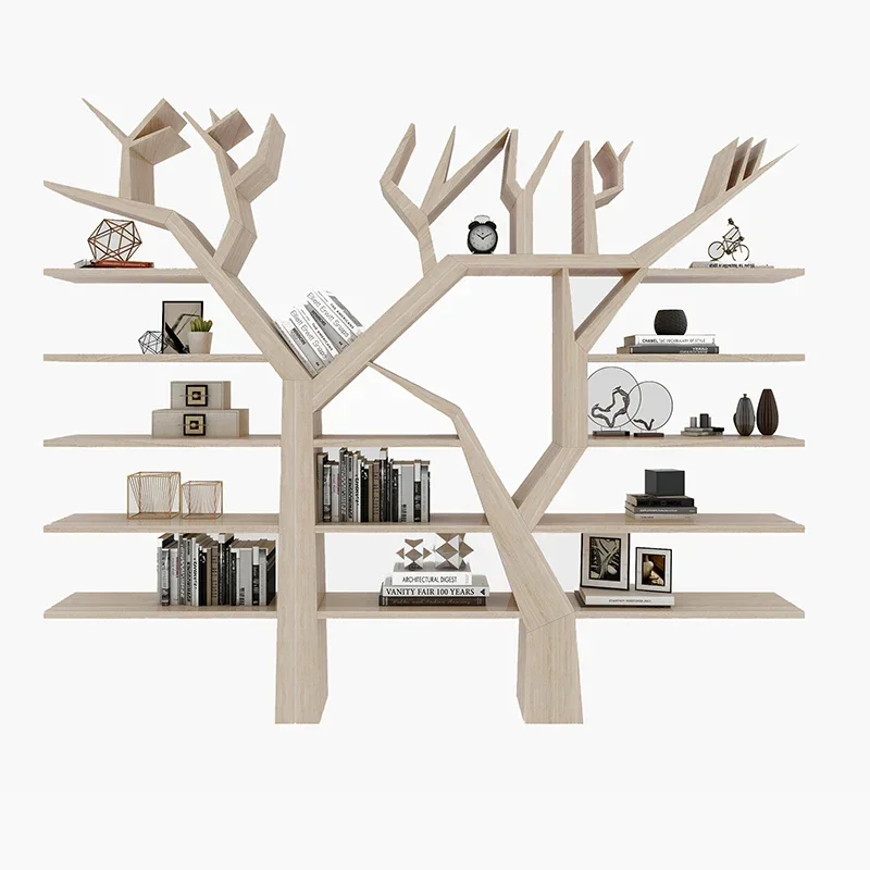 HHhot Sale Display Book Shelves Wood Tree Bookshelf Storage Living Room Bookends Library Buffet Cabinet