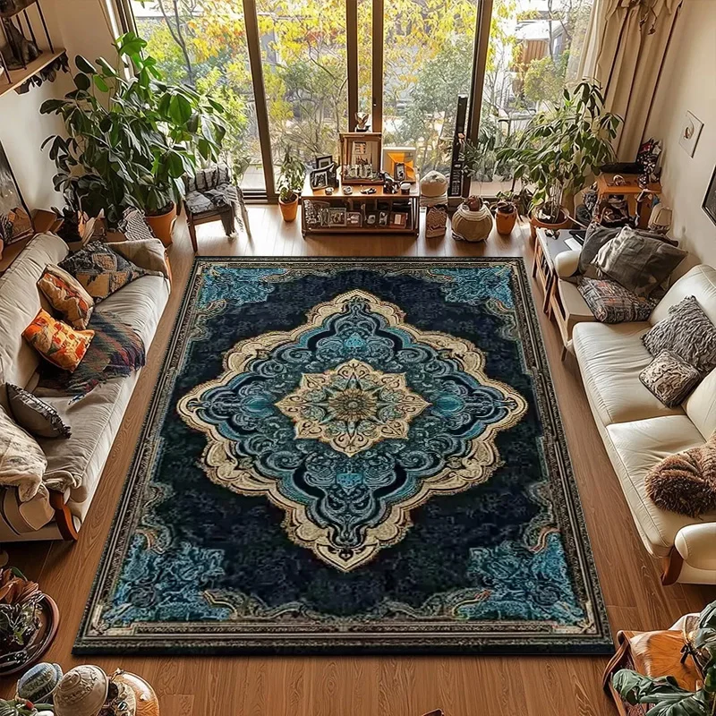 

Роскошный богемный ковер VIKAMA с кристаллами, моющийся, противоскользящий, с современным цветочным принтом для гостиной, спальни, домашнего декора, большой ковер