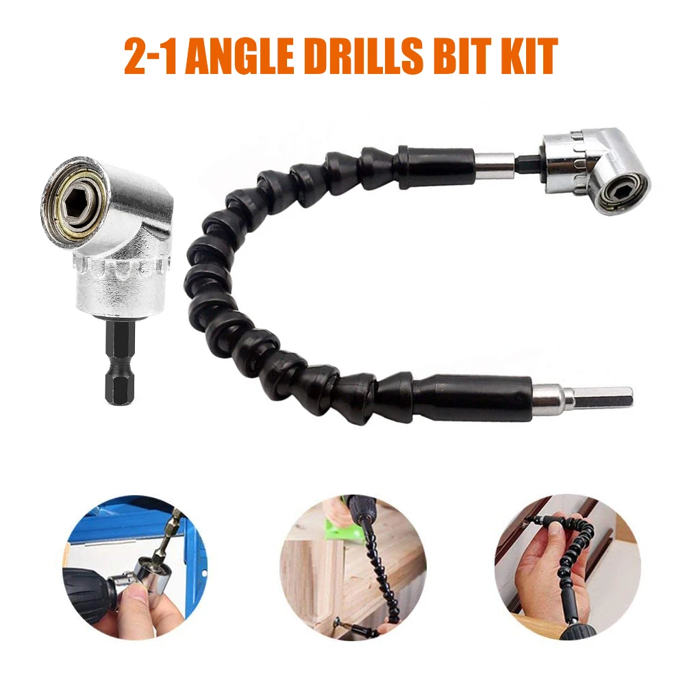 

1/4" Hex Right Angle 105° Drill Bit/Screwdriver Attachment Holder Flexible Shaft For 1/4" 6.35MM Hex Drill Bit Screwdriver