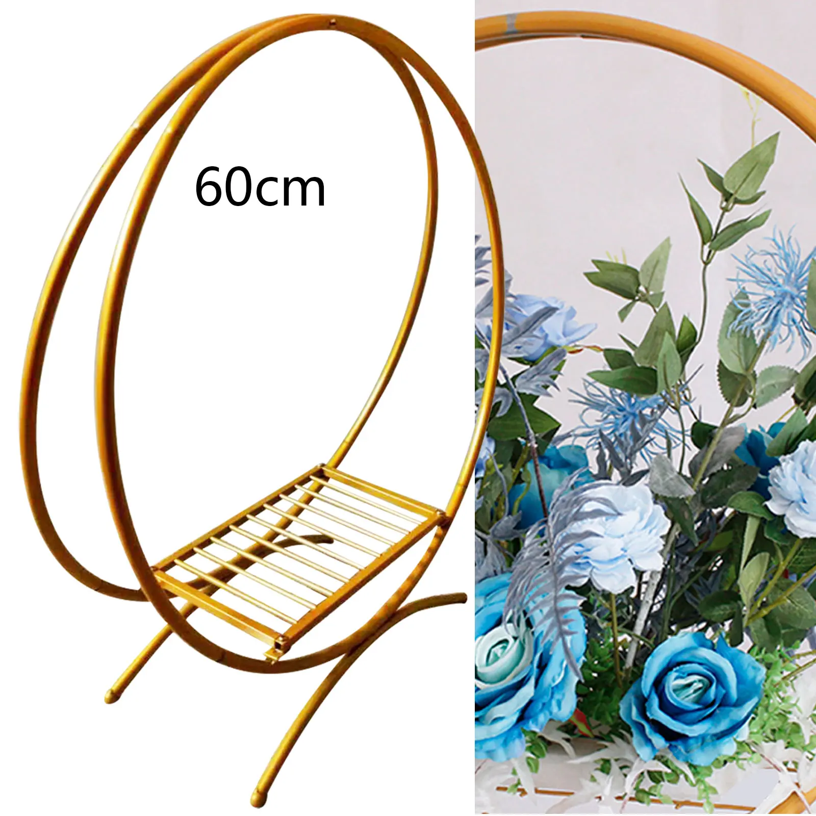 60cm Double Hoop Round Cake Stand Flower Rack Wedding Background Stand DIY Large Size Metal Circle Balloon Arch Decor