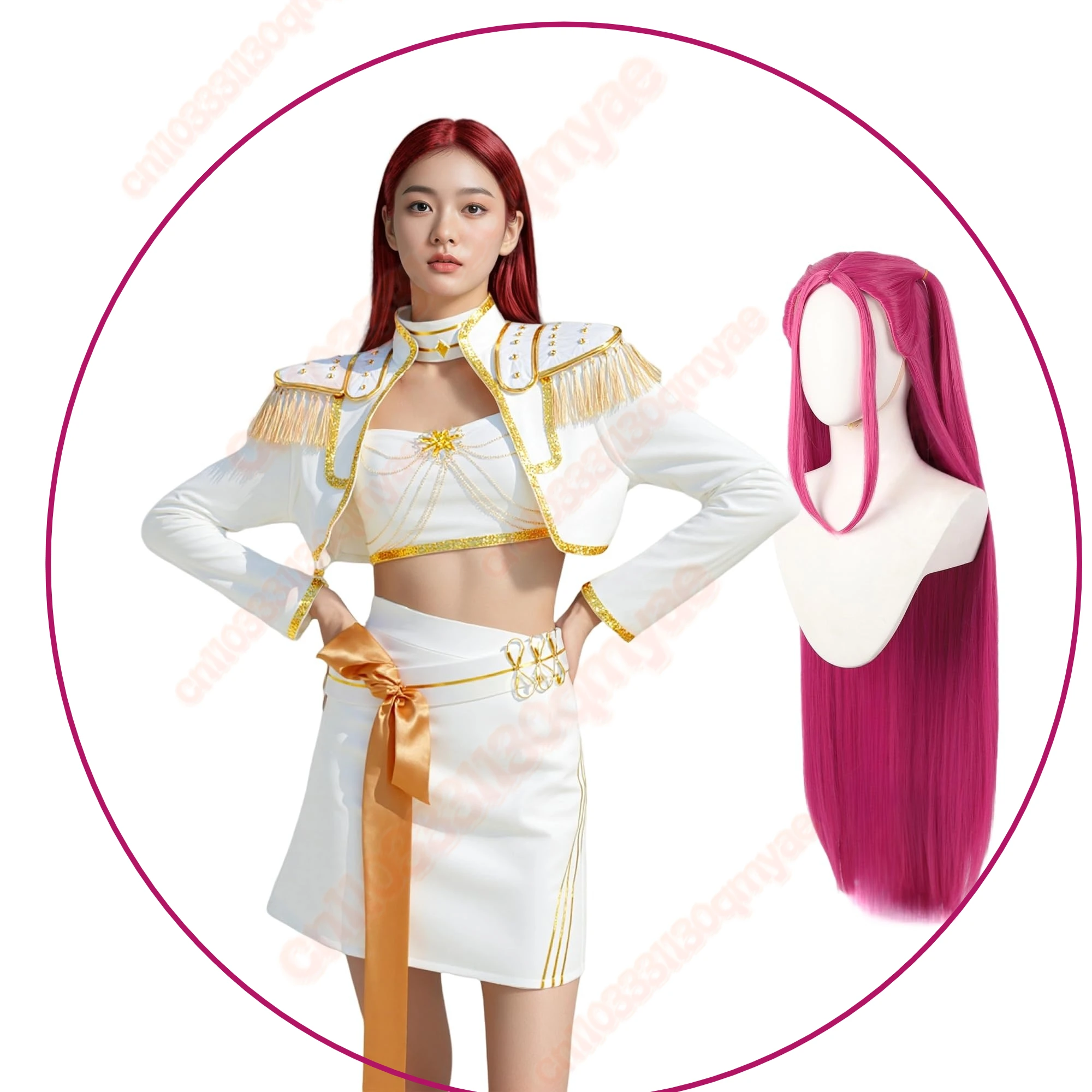 

Костюм для косплея «Охотник на демонов» KPop Mira для женщин, фэнтезийные белые сценические костюмы, маскировка для взрослых, наряды для вечеринки на Хэллоуин