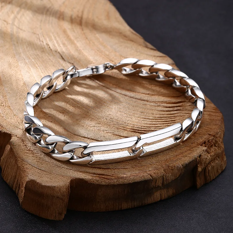 

925 sterling silver bracelet, versatile ring buckle tank bracelet, domineering trendyy thai silver retro distressed jewelry