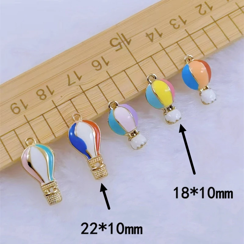 10pcs Colorful Hot Air Balloon Pendant Decoration Diy Bracelet Necklace Earrings Keychain Charm For Jewelry Making Accessories