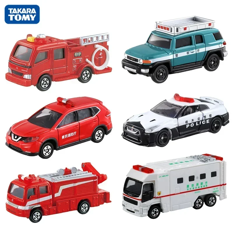 Takara Tomy Tomica Diecast 1/64 Police Car Series Fire Truck Ambulance Vehicle Helicopter Alloy Model Kids Toys Boys