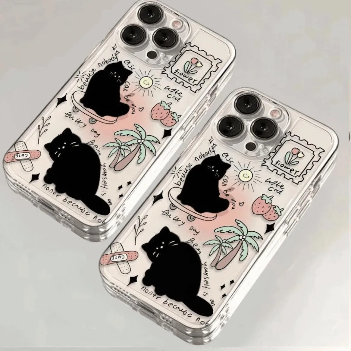 Nueva Funda con Diseño de Gato y Palmera para Samsung A06 A04E A05S A04 A55 A54 A35 A14 A15 A15 A34 A24 A23 A21S A56 M55 M54 M23 M53 M33