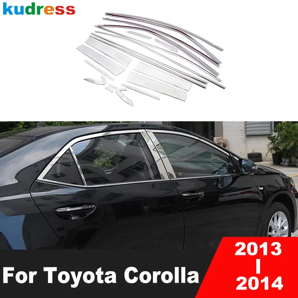 For Toyota Corolla (E170) 2013 2014 Stainless Steel Car Window Frame Sill Trim Molding Garnish Strip Exterior Accessories