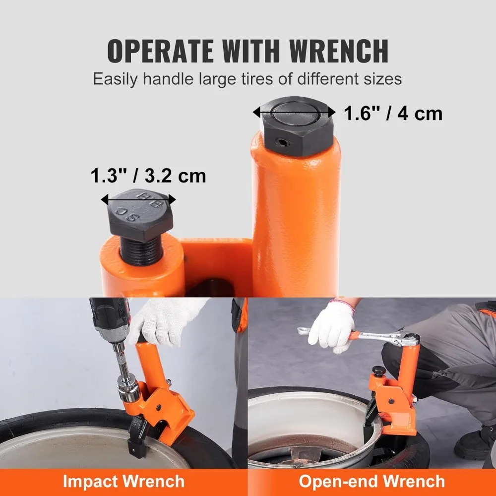 Manual Tire Bead Breaker and Changer for 38-42 Inch Tires with Rubber Pad Protection and Aluminum Alloy Hubs for Easy Tire Repai