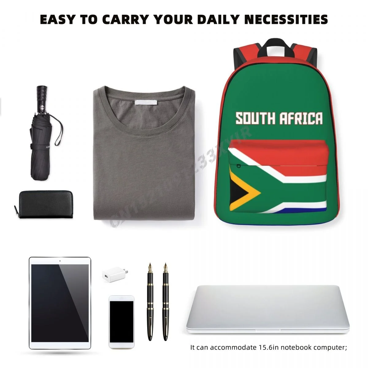 Unisex Backpack South Africa African Flag Stitch Schoolbag Messenger Bag Case Laptop Travel Bag Mochila Gift