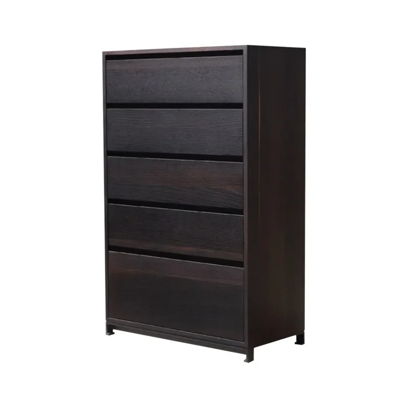 Chest of drawers storage Italian modern minimalist style smoked wood color