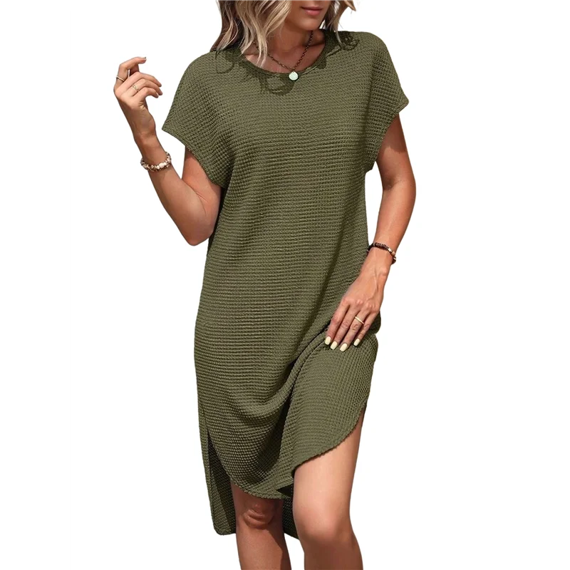 فستان نسائي صيفي بلون سادة متوسط الطول