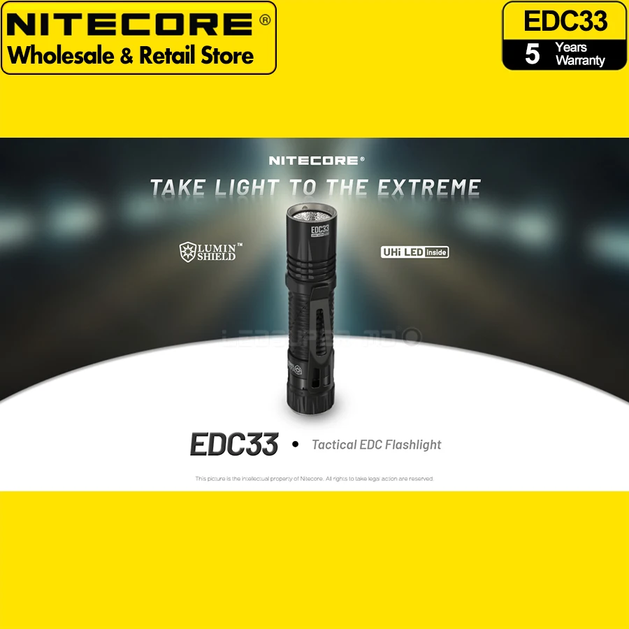 4000 Lumens NITECORE EDC33 Tactical Flashlight EDC USB-C Rechargeable Torch Light Built-in 4000mAh 18650 Li-ion Battery