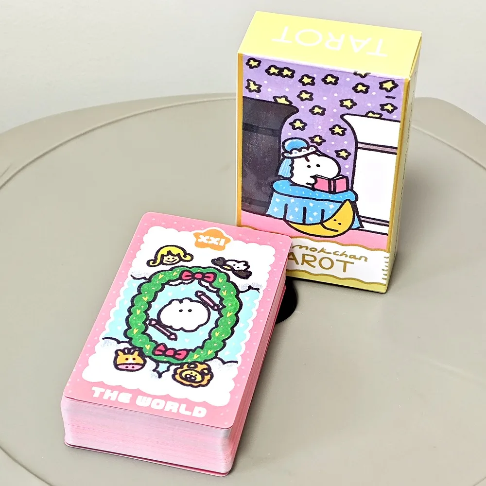 10.3*6cm Mokmok Chan 타로 진정하고 푹신한 디자인은 항상 마음에 편안함을 가져옵니다 78 Pcs Kawaii 타로 카드