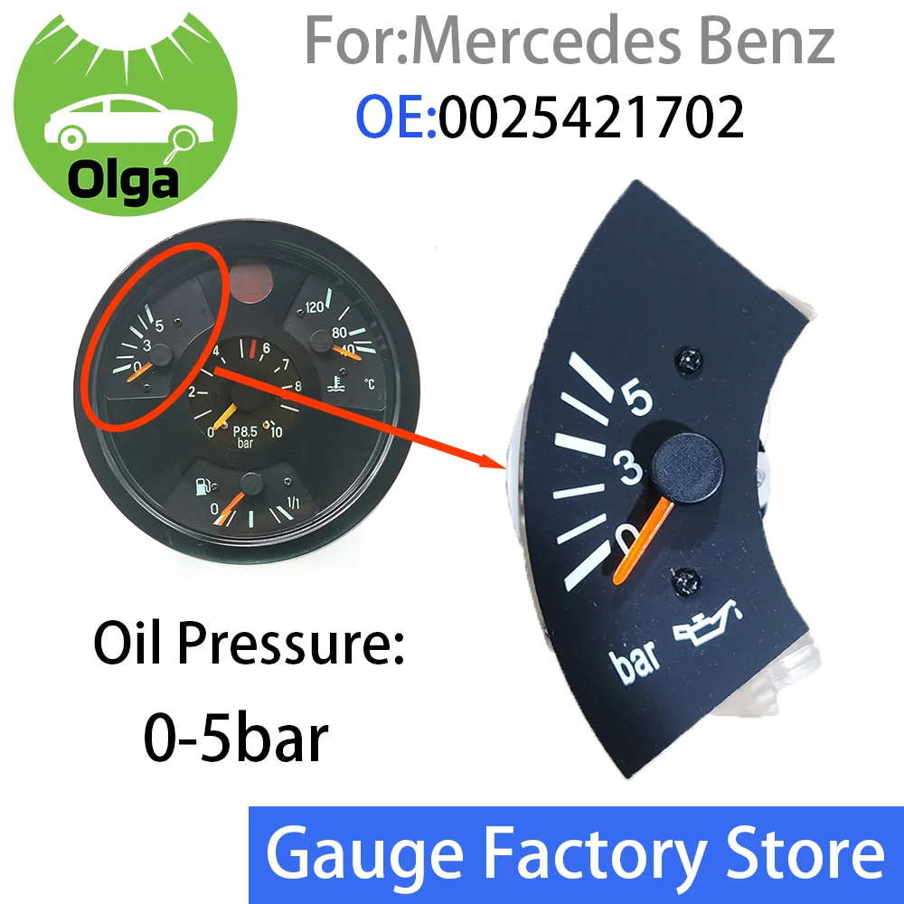 

For Mercedes Unimog Truck & Bus MB combination table Oil pressure gauge 0025421702 Olga gauges 0-5bar