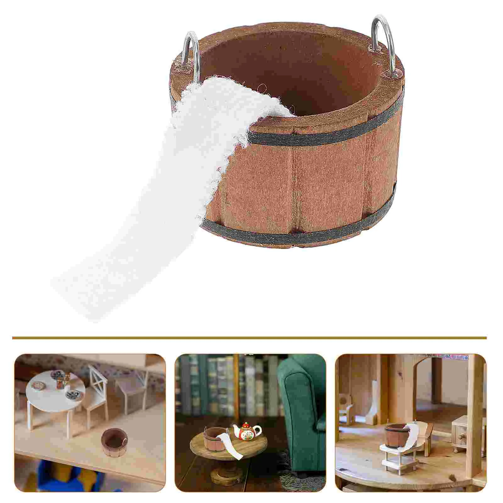 Dollhouse Accessories Mini Barrel Miniatures Living Room Furniture The Bubble Bedroom Bathroom Wood