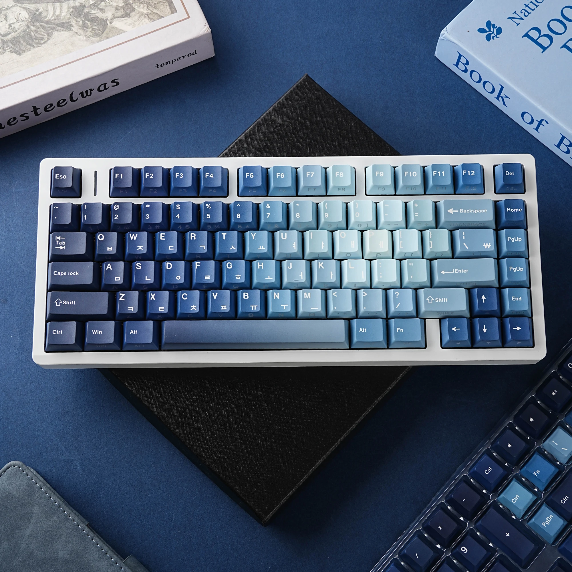 Ocean Heart Korean Keycap 130key PBT Double Engraved for Cherry MX French Azerty Russian Spanish Japanese Keycaps Kit and Set