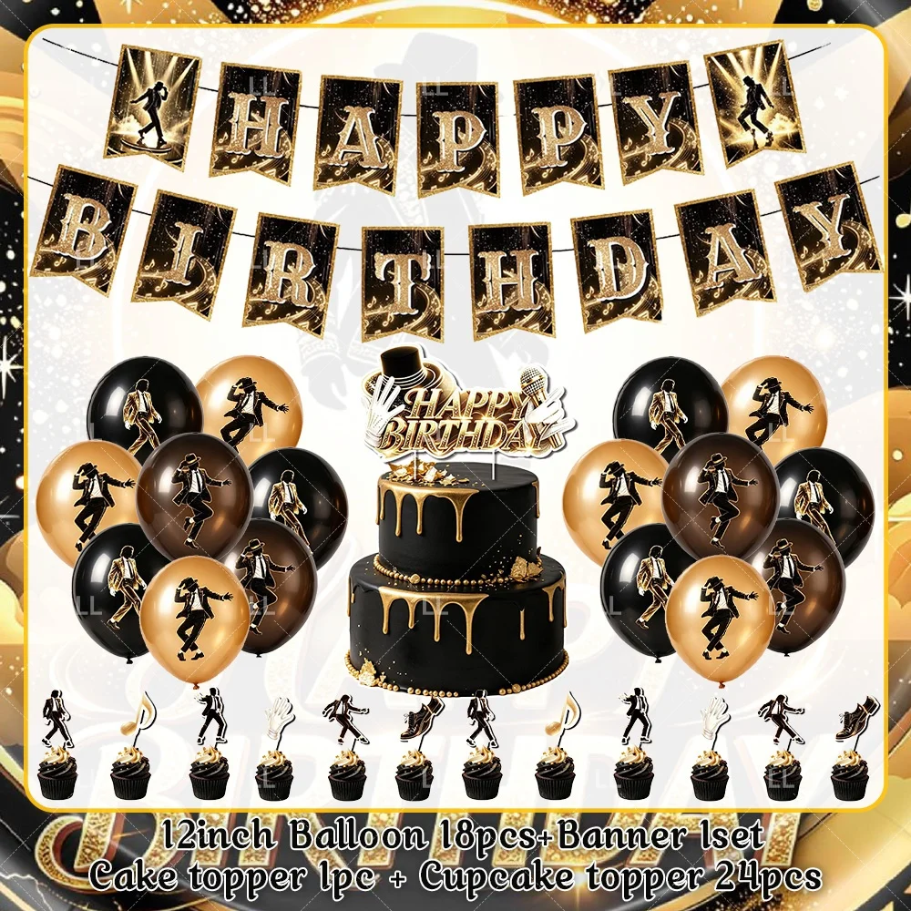 Michael Jackson Fan Geburtstagsparty Dekoration Retro 80er 90er Musik Banner Tischgeschirr Becher Teller Servietten Tischdecke Zubehör Geschenk – Detail 3