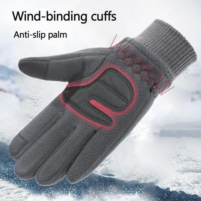 Polar fleece gloves Solid Color Touchscreen Glove Non-Slip Grip Riding Gloves for Family Friends Colleagues Winter Warm Thicken