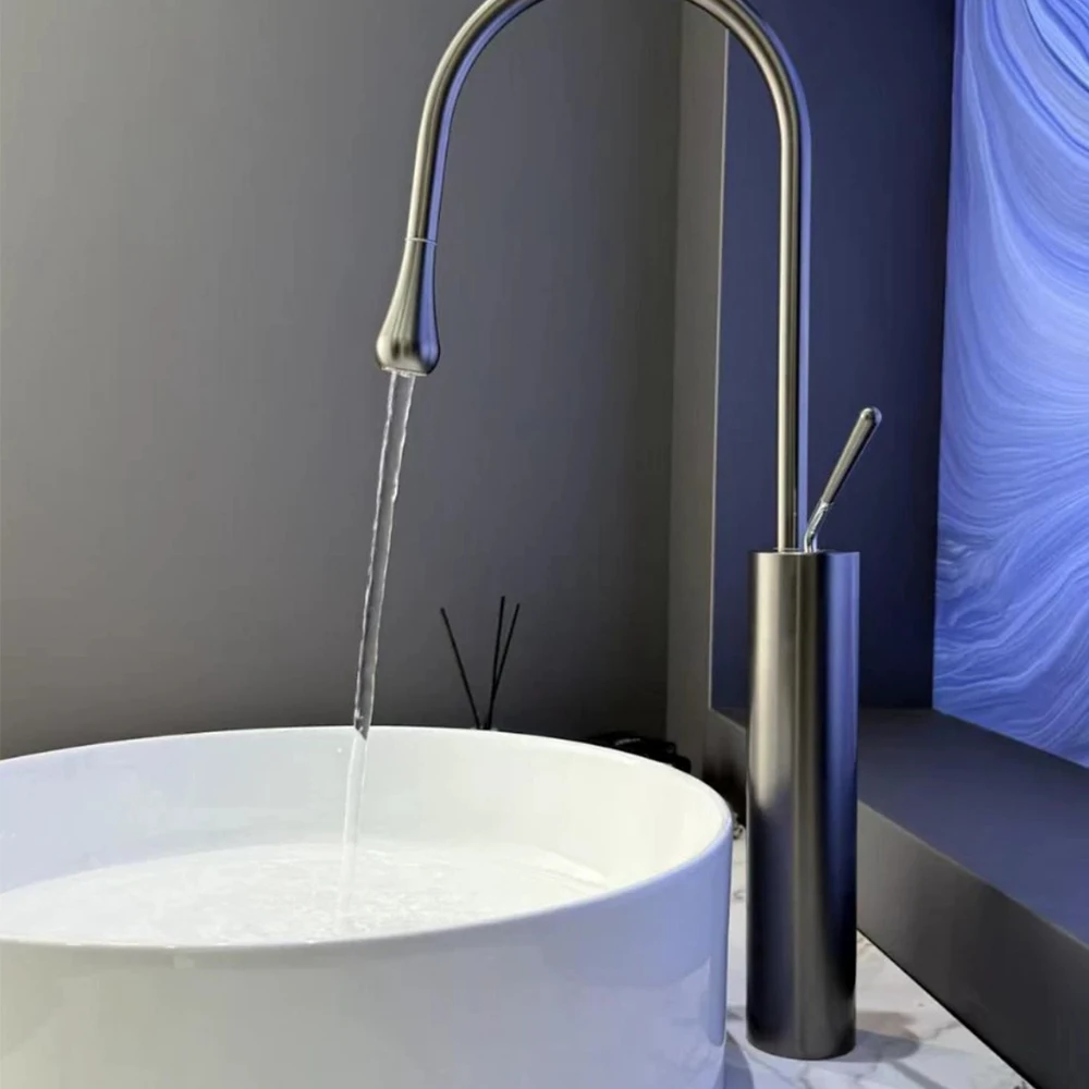 Смеситель для раковины в ванной комнате, смеситель из нержавеющей стали 304, холодная и горячая, две модели, керамический сердечник клапана с выходом воды