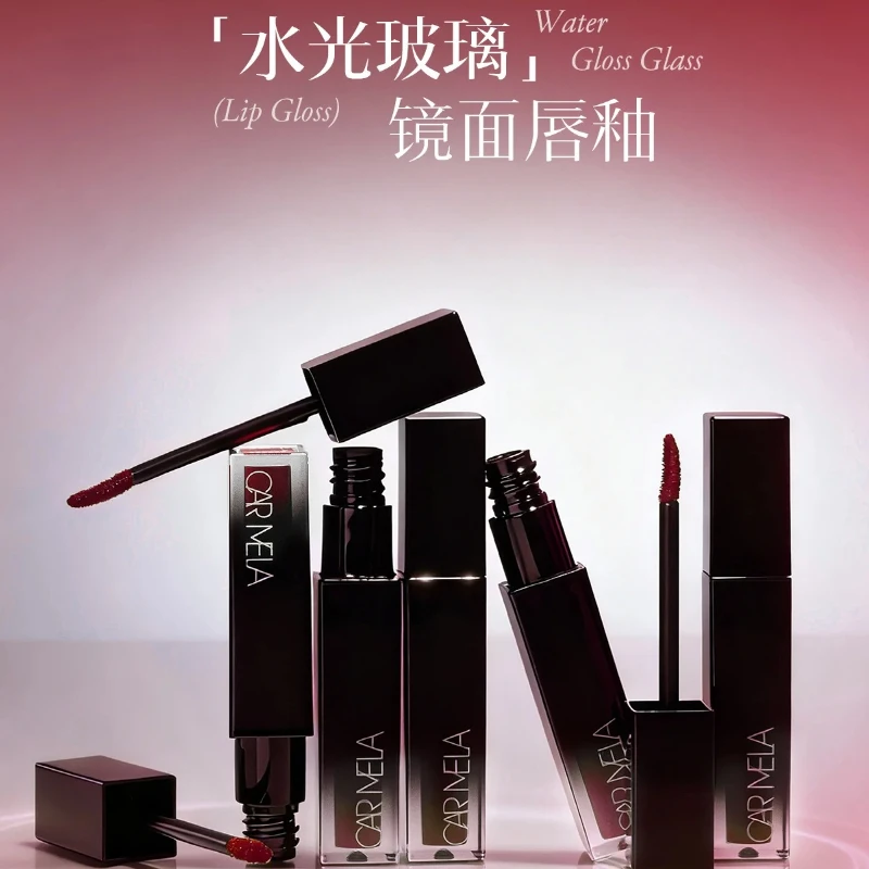 ملمع شفاه كارميلا مرآة ملمع شفاه رطب غير لامع على الطراز القوطي أسود نقي عاري أرجواني لون شفاه سموكي بانك مكياج دائم للهالوين #1
