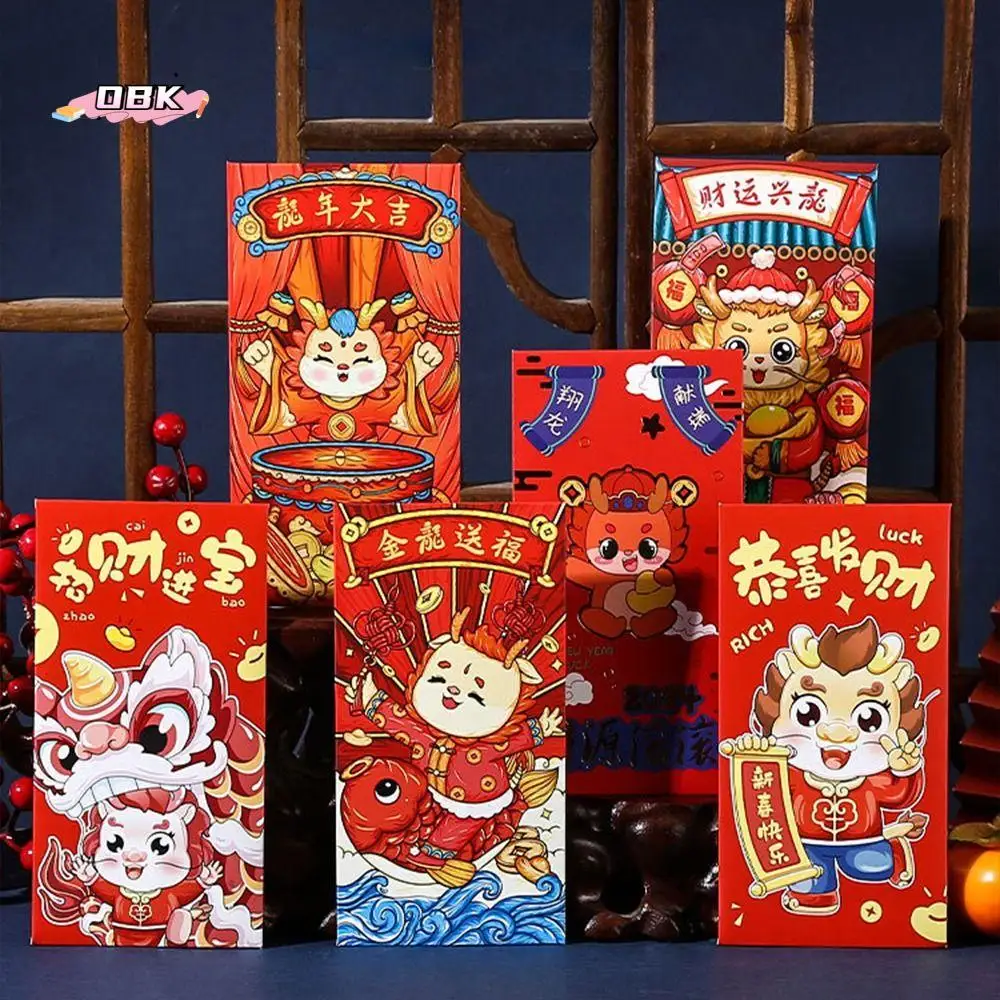 

2024 New Year Packet Red Envelope Dragon Pattern Best Wishes Blessing Bag Good Luck Luck Money Bag Red Pocket Wedding Birthday