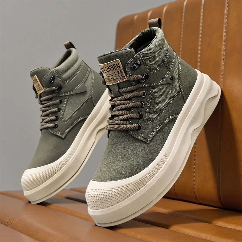 

Ankle Boots Breathable Anti Slip Running Man Footwear New Mens High Top Shoes Thick Sole Fashion Comfortable Tooling Sneakers 44