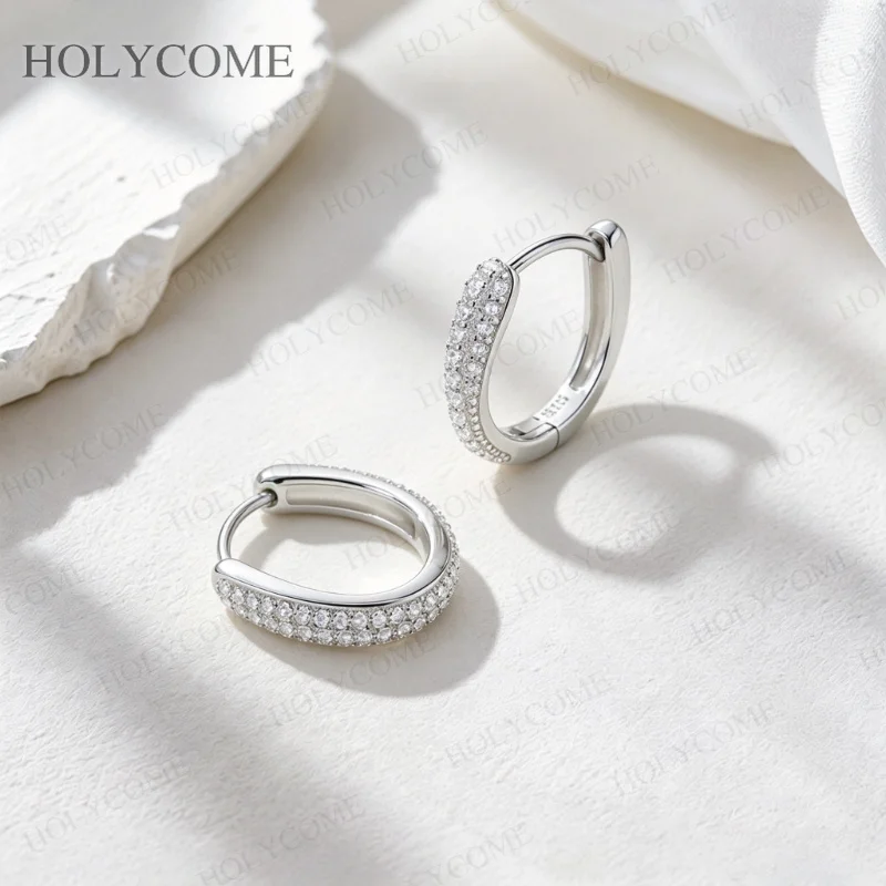 925 Sterling Silber Moissanit Creolen für Damen und Mädchen, Neueste Luxuriöse Romantische Ohrringe, Modeschmuck Geschenke – Detail 8