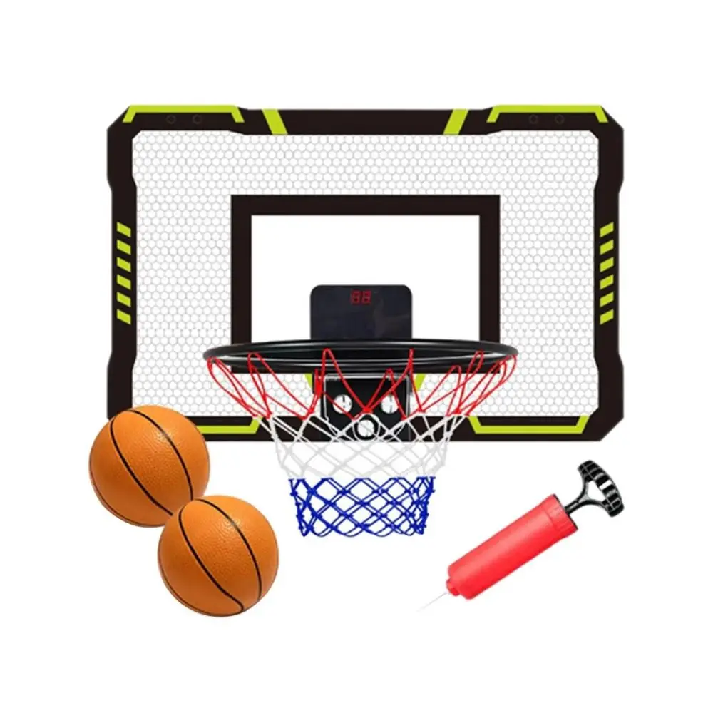 

Wall-mounted Mini Basketball Hoop Set with Electronic Scoreboard Foldable Basketball Net Hoop Brackets Over The Door