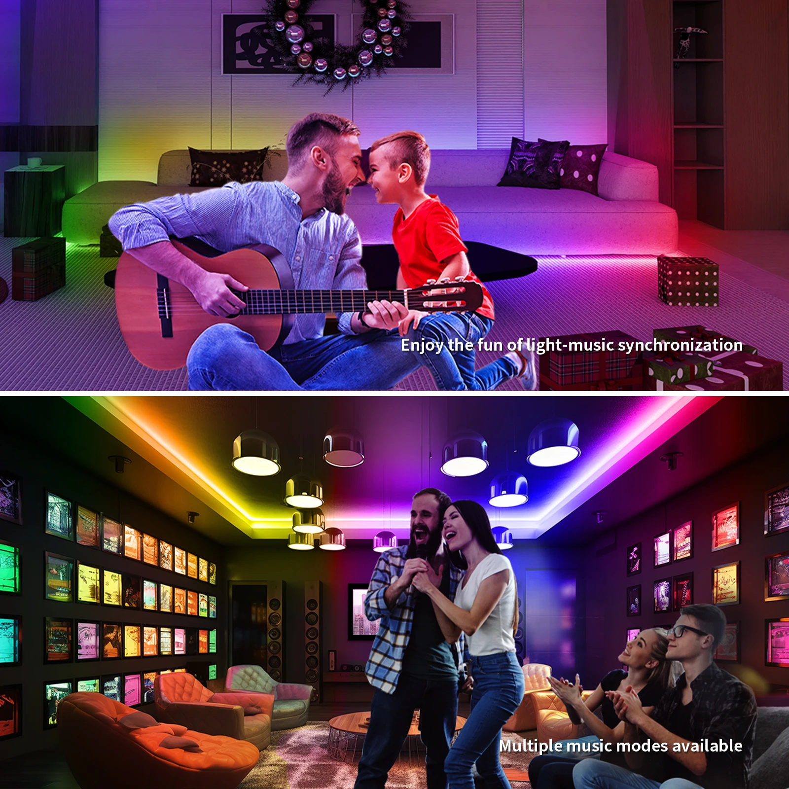Bande lumineuse LED COB RGBIC 24V 6M/12M RGB, pour chambre à coucher, avec télécommande RF, application Bluetooth intelligente, synchronisation musicale