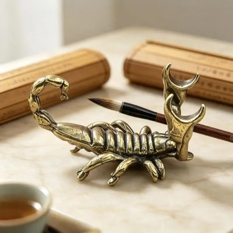 Solid Brass Crab Figurine Vintage Antique Finish Hand Carved Details Perfect For Home Decor Collection Display