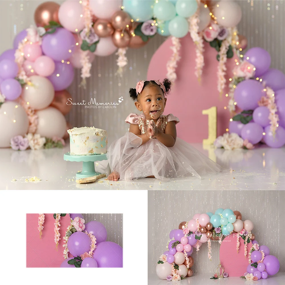 

Floral Balloons Arch Backdrops Kids Girl Photography Props Child Adult Photocall Decors Backgrounds