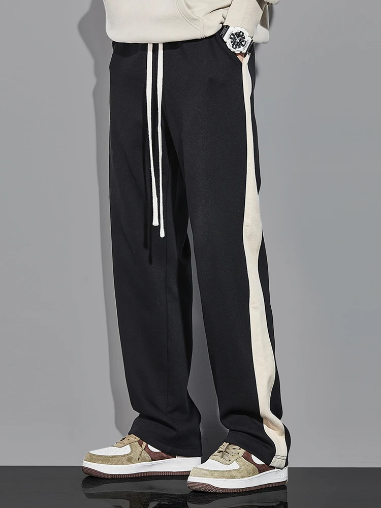 Casual Sweatpants Men Baggy Cotton Straight Loose Track Pants Men Side Stripe Pants Japanese Streetwear Knitted Trousers Youth