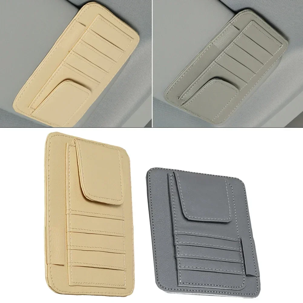 1PCS High-quality Sun Visor Organizer Storage Pouch PU Leather Multiple Color Options Convenient Car Storage Storage Folder