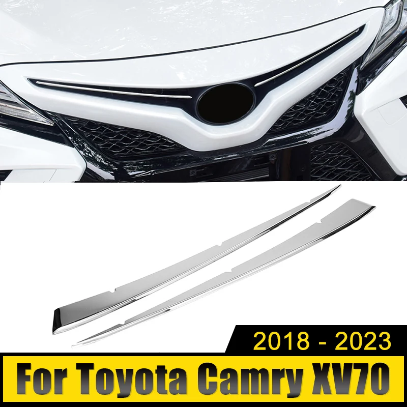 

For Toyota Camry XV70 SE XSE 2018-2021 2022 2023 Stainless Car Front Bumper Lower Grille Trim Cover Middle Mesh Bright Strips