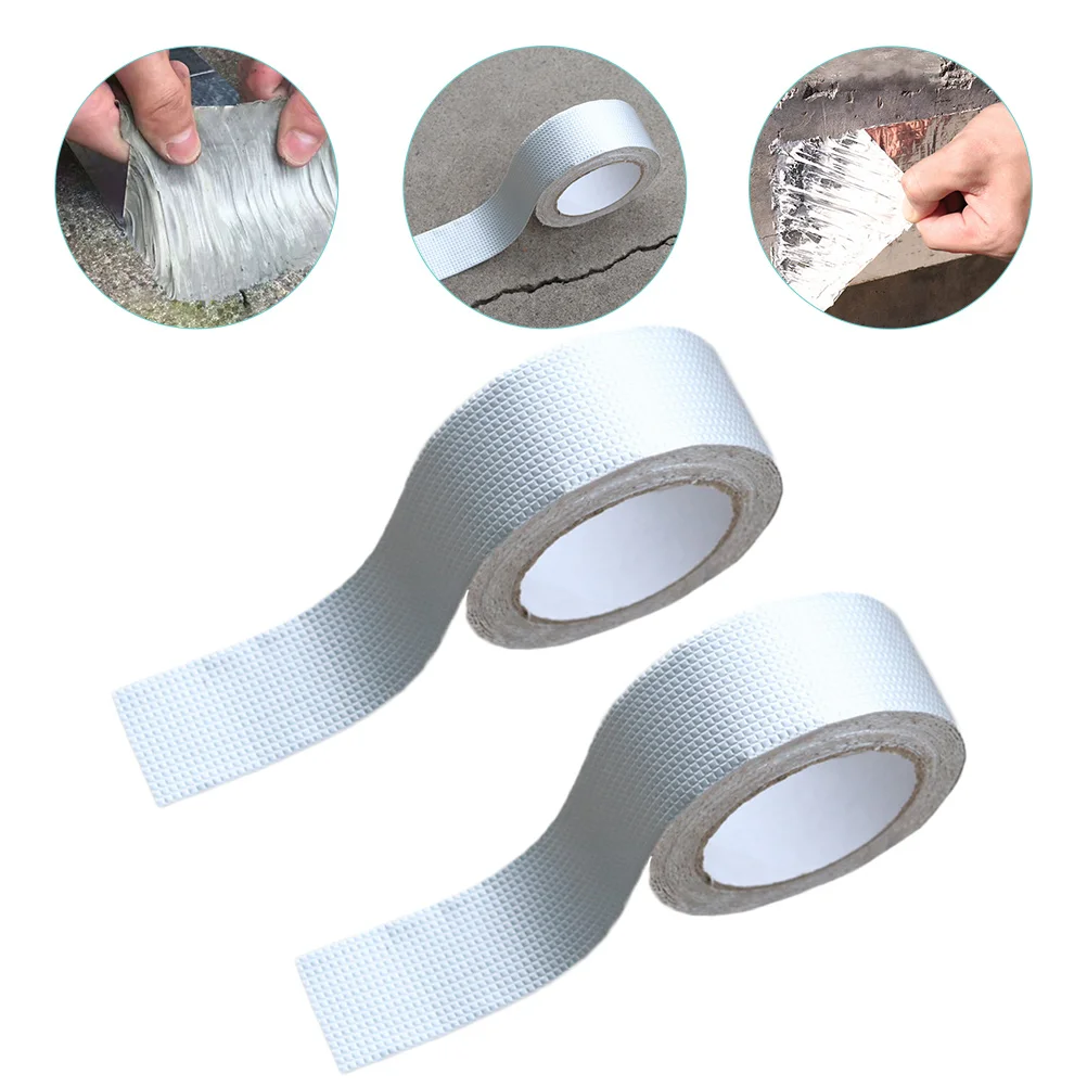 

2pcs Waterproof Waterproof Butyl Roof Repairing Tape Patching Leak Repair Sealing Aluminum Foil Tape Silver Color