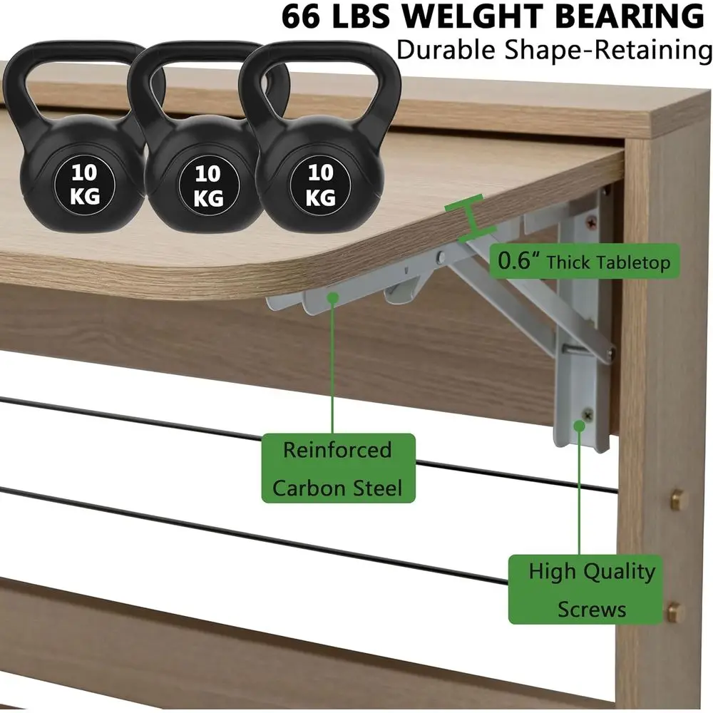 مكتب قابل للطي مثبت على الحائط، طاولة مكتب منزلية خشبية موفرة للمساحة للمطبخ والغسيل (24.8 × 16.3 بوصة)