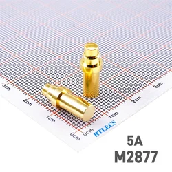 5pcs Large Current 5A Spring Loaded Contact Pogo Pin Connector 6.5 x 17.0 mm Length Through Holes PCB Single 3u Gold plating