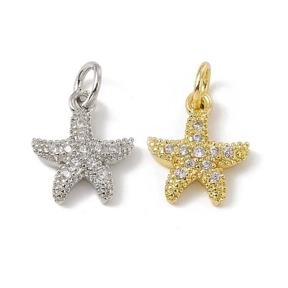 

10pcs Starfish Pendant Charms Animal Brass Micro Pave Cubic Zirconia Charms for DIY Earring Jewelry Materials Making Craft Whole