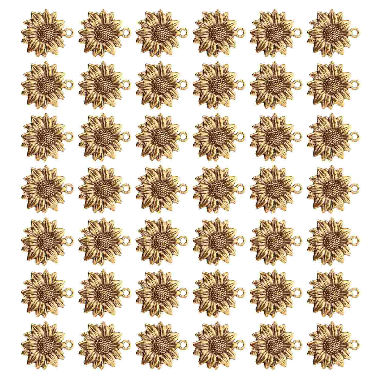 

100 Pcs Sunflower Pendant DIY Charm Crystal Keychain Charms Alloy Shape Pendants