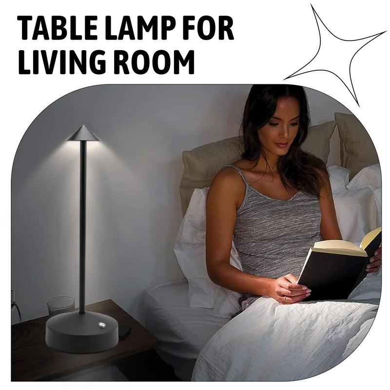 

B-Est 1800Mah Rechargeable Led Table Lamp Modern Touch Adjustment Table Lamp For Bedroom Restaurant Decoration Light Black