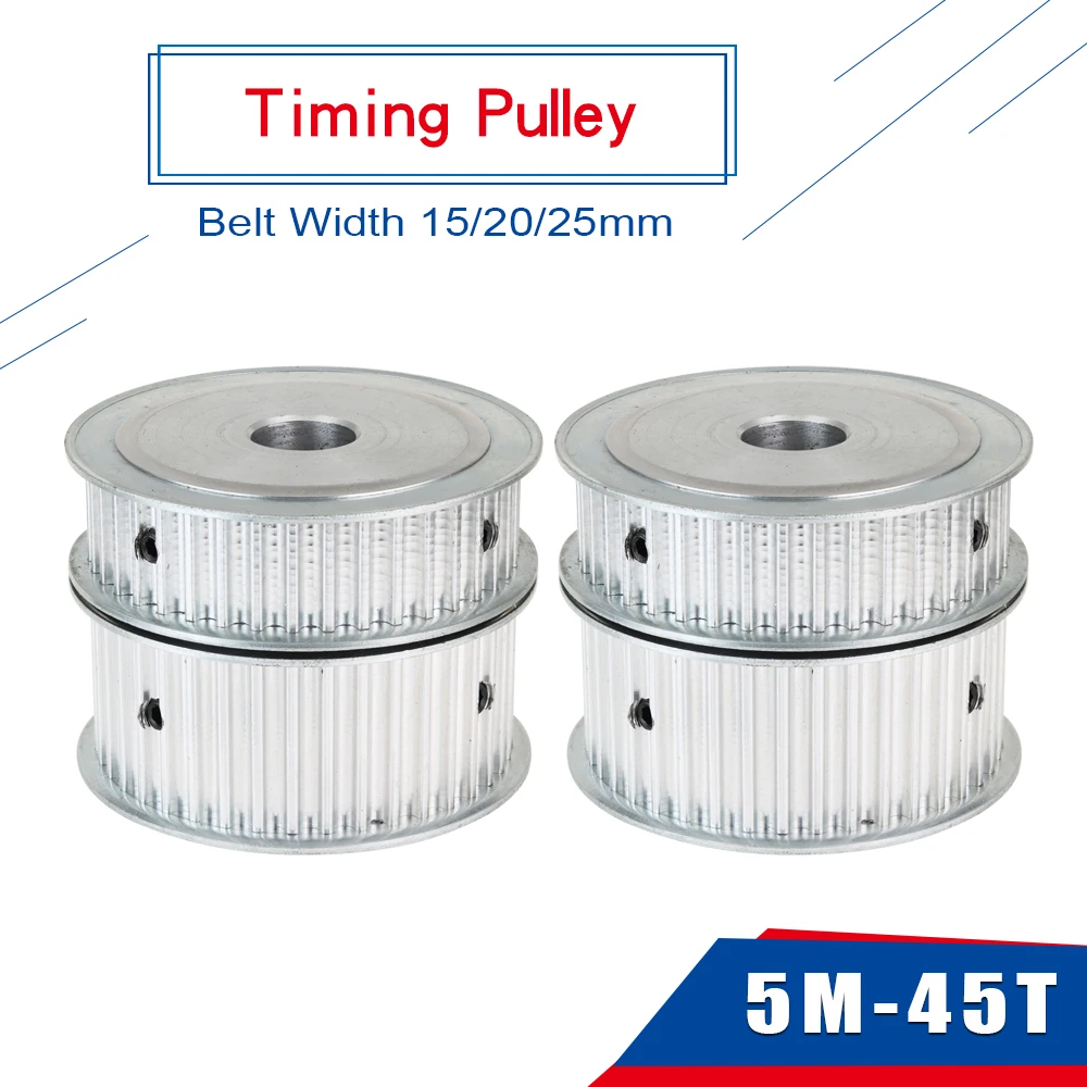 

5M-45T Belt Pulley Circular Arc Tooth Bore 8/10/12/14/15/16/17/19/20/22/25 mm Pulley Wheel AF Shape For HTD5M/S5M Rubber Belt